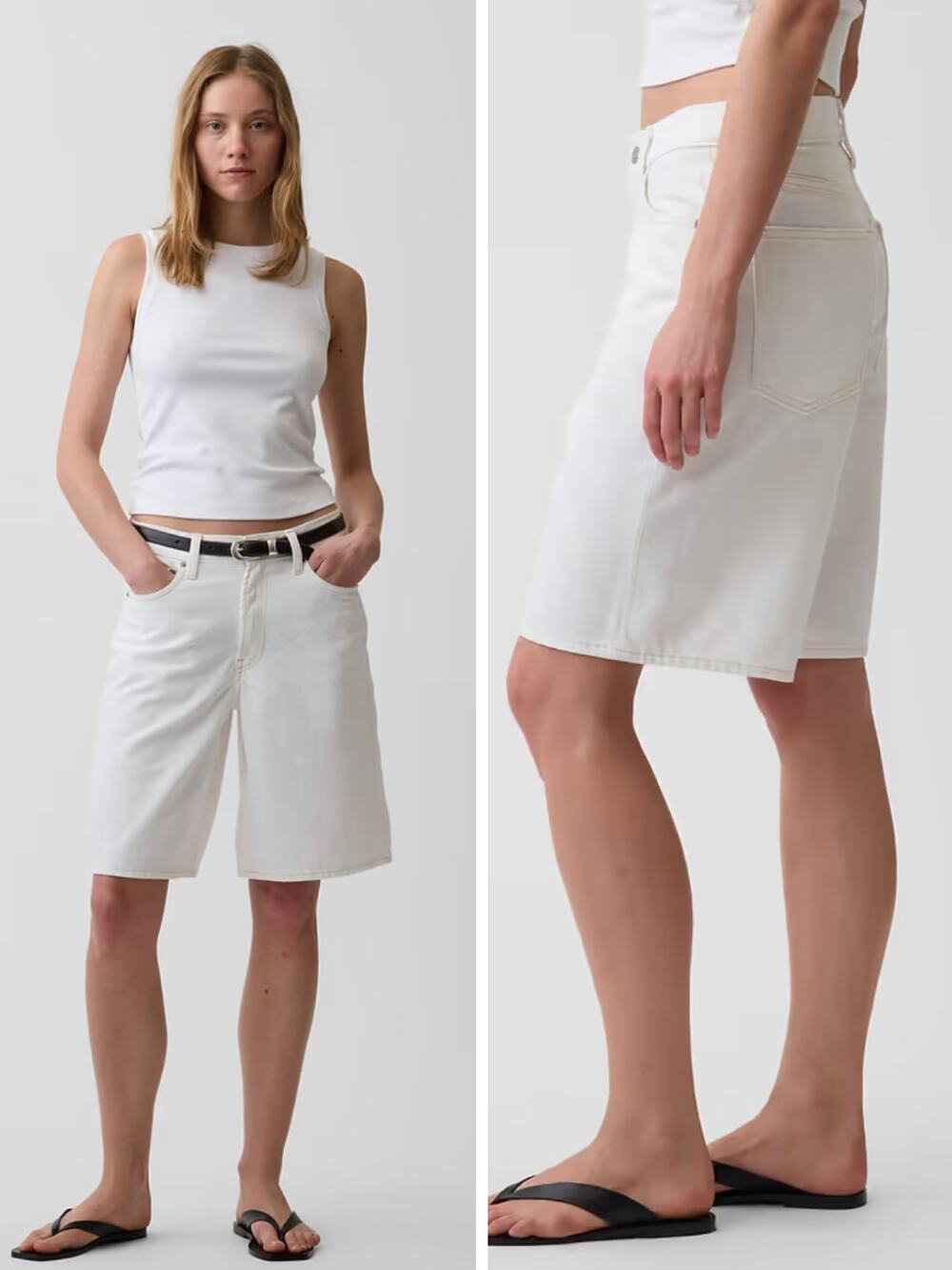 GAP 11" Mid Rise Longline Denim Shorts in White Size 27 NEW